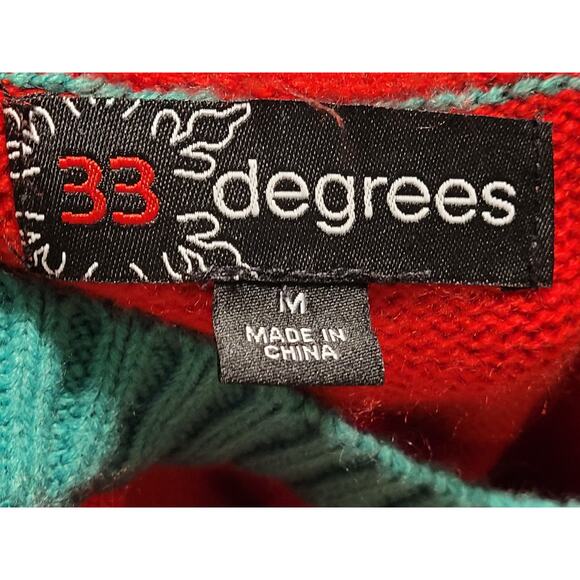 33 Degrees Ugly Christmas Sweater with Lama with Glasses Red and Green Size M - Picture 6 of 7